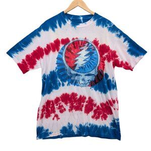 Liquid Blue Grateful Dead Steal Your Face Tee Mens Red White Blue Tie Dye Size L